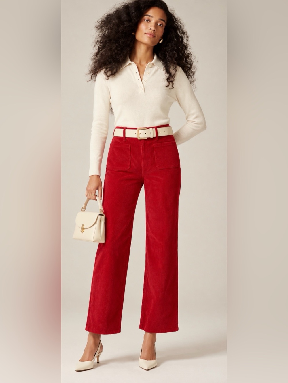 J.Crew NWOT Tall Sailor slim-wide pant in stretch corduroy in red - Picture 4 of 8